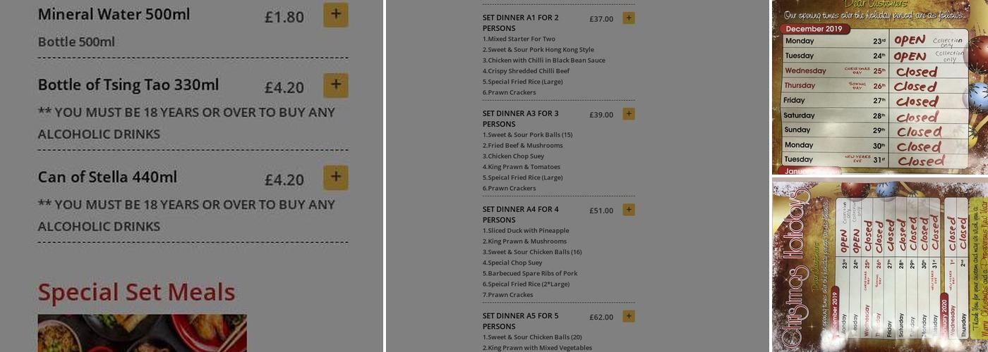 Ho Ho Take Away Menu