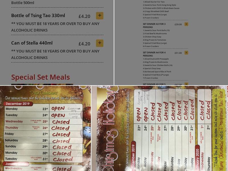 Ho Ho Take Away Menu
