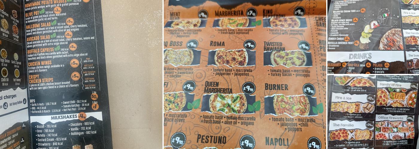 Fireaway Guildford Menu