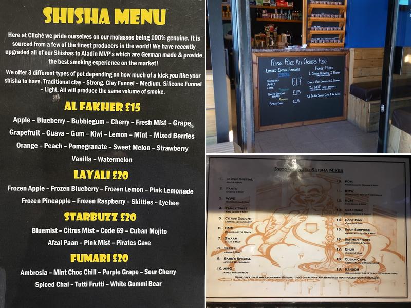 Cliche Shisha Lounge Menu