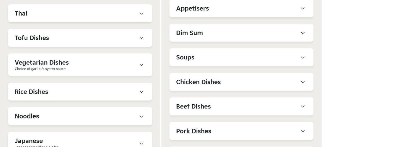 Oriental Express Menu