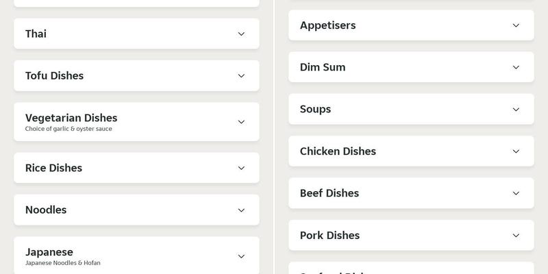 Oriental Express Menu