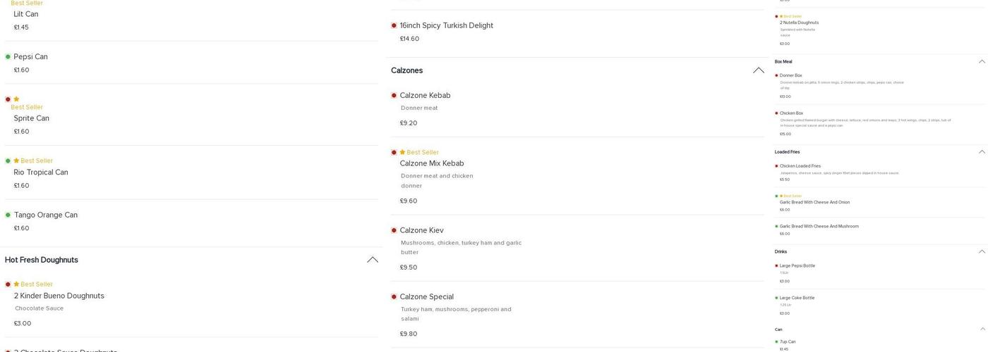 Guiseley Pizza & Kebab Menu