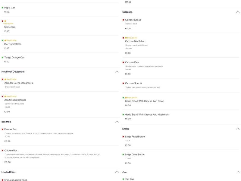 Guiseley Pizza & Kebab Menu