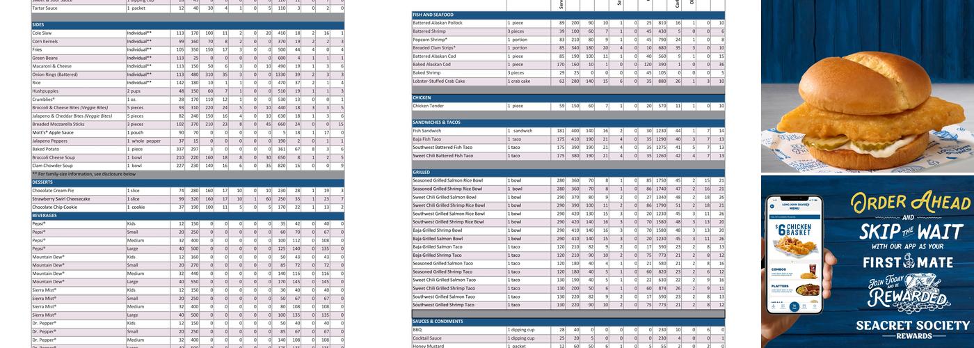 Long John Silver's Menu