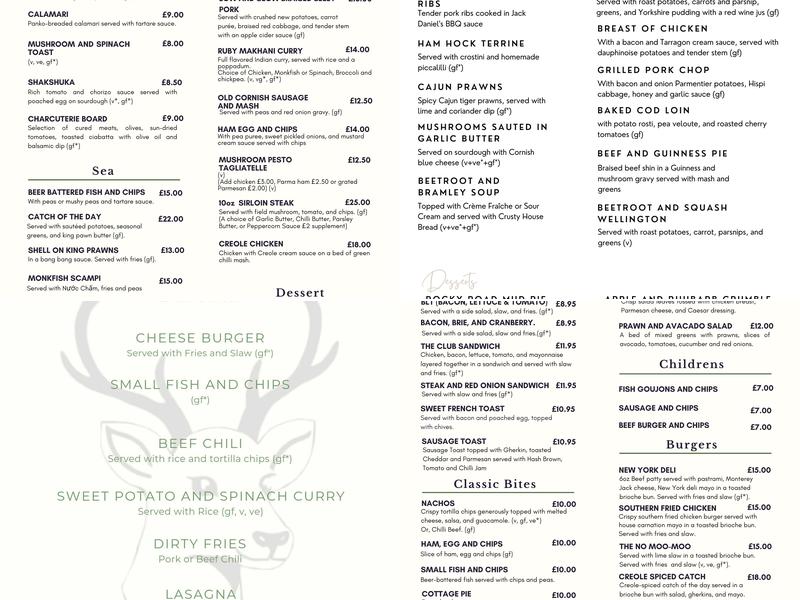 The White Hart Inn Menu