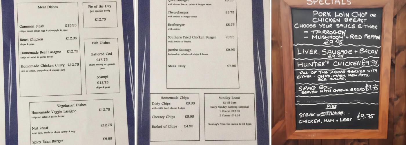 The Queens Head Menu