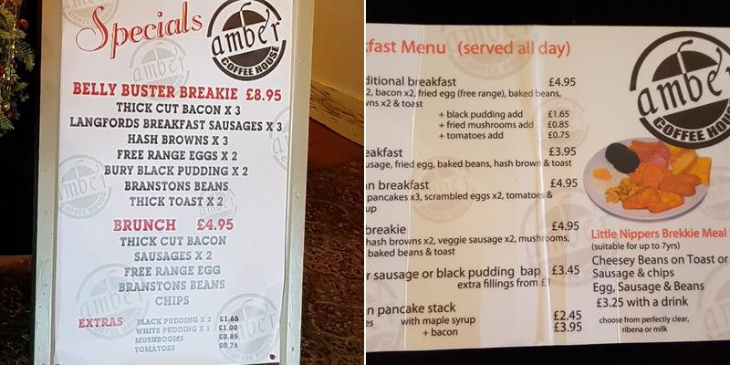 Amber Coffee House Menu