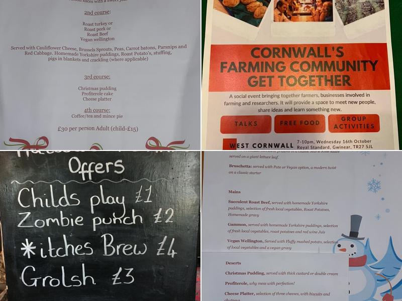 The Royal Standard Menu