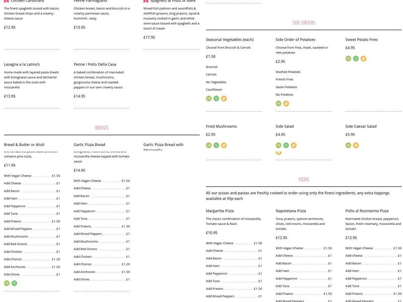 Latino's Restaurant & Tapas Bar Menu