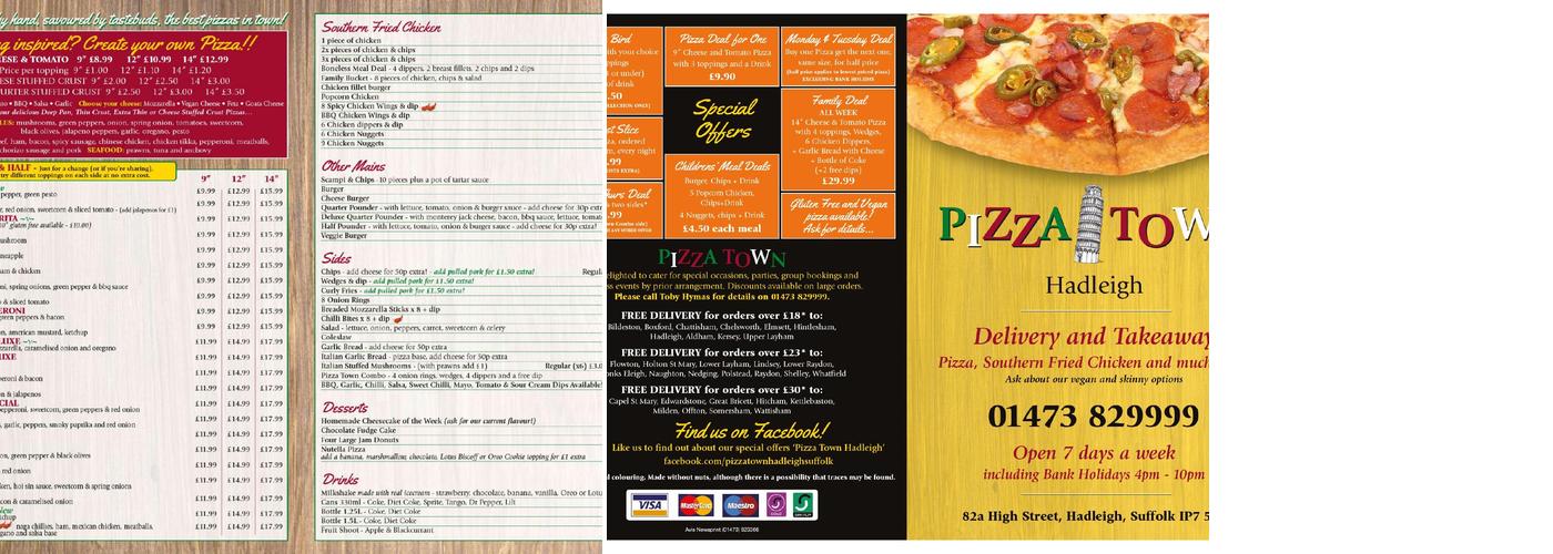 Pizzatown Hadleigh Menu