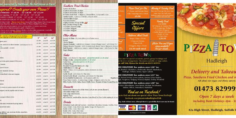 Pizzatown Hadleigh Menu