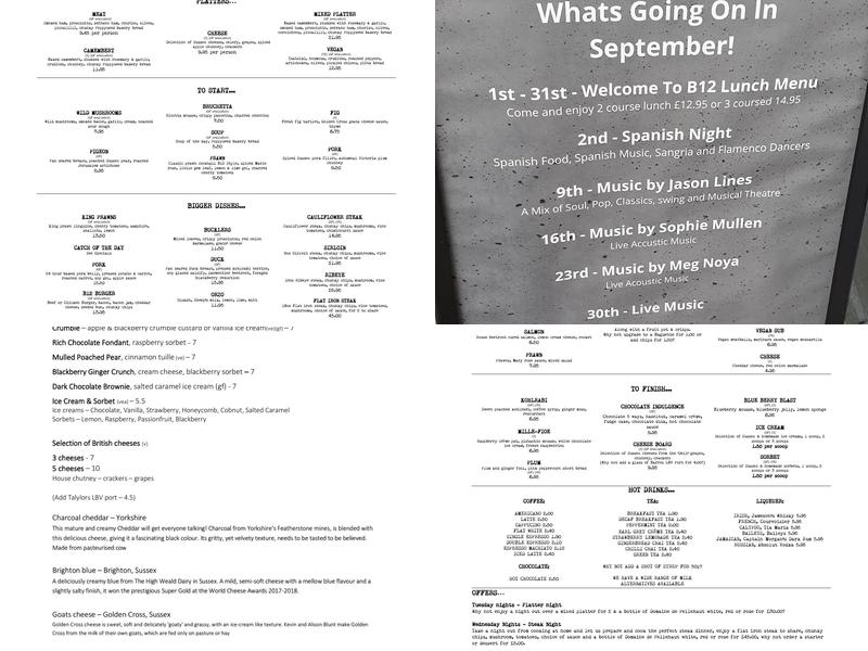 B12 Bar & Kitchen Menu