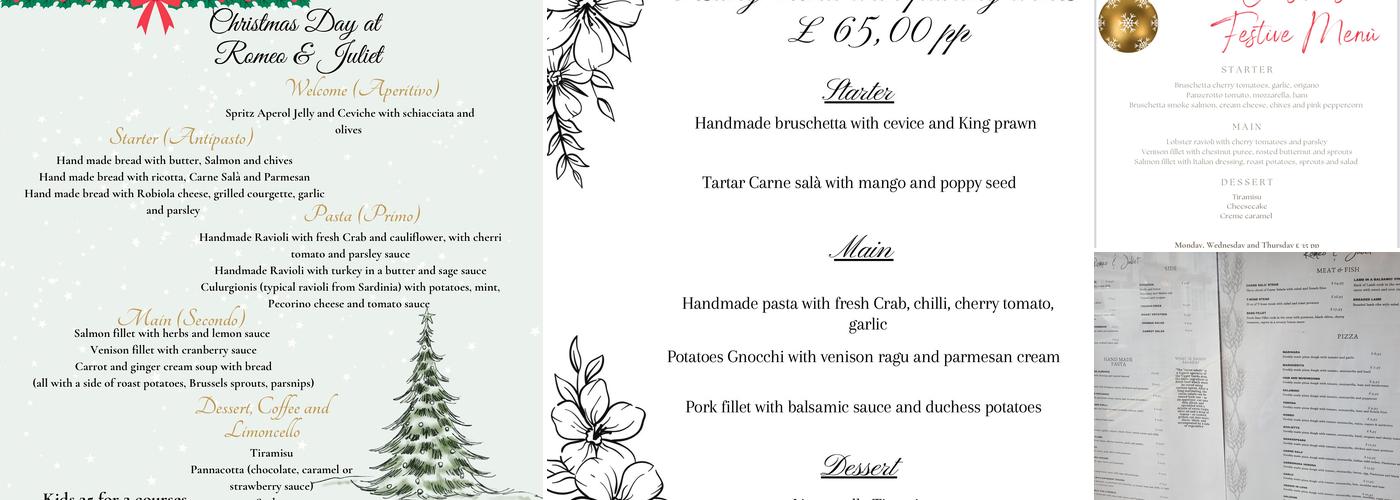 Romeo & Juliet Authentic Italian Cuisine Menu