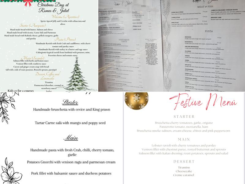 Romeo & Juliet Authentic Italian Cuisine Menu