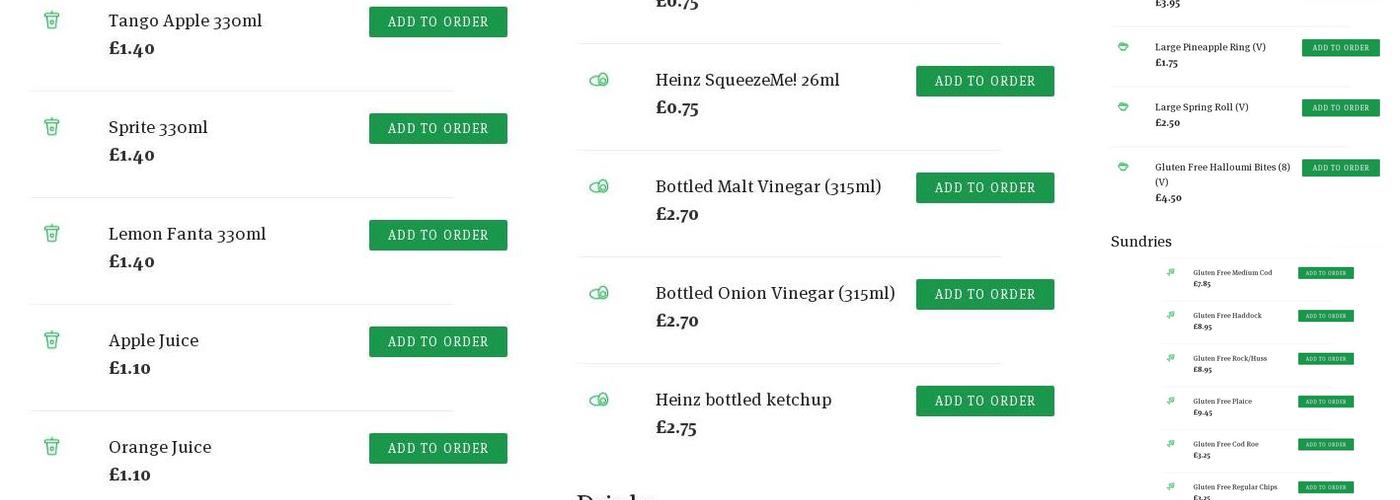 John's Fish Bar Menu