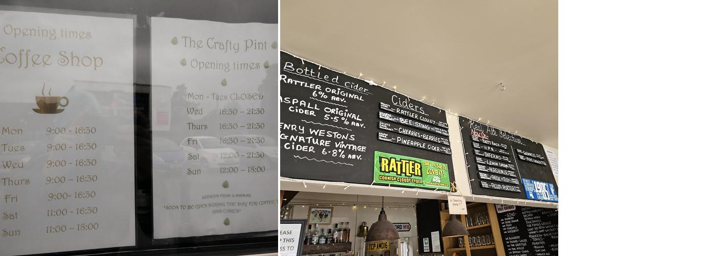 The Crafty Pint Menu