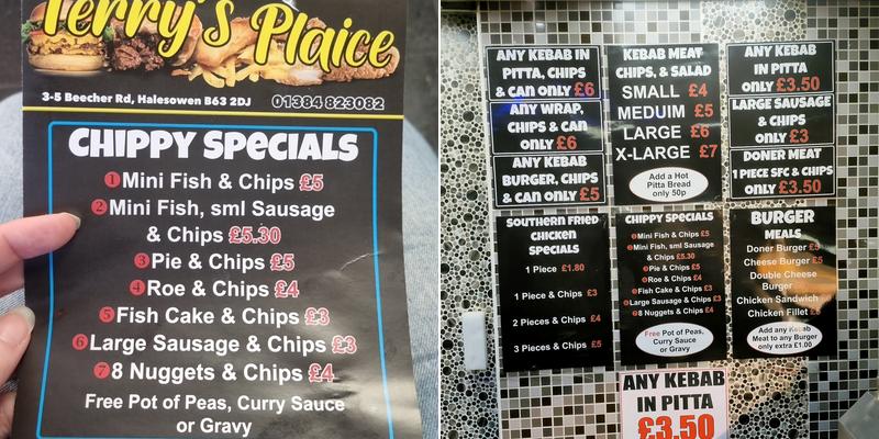 Terry's Plaice Menu