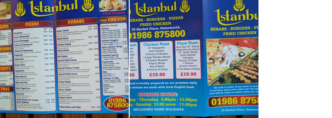 Istanbul Kebab House Menu