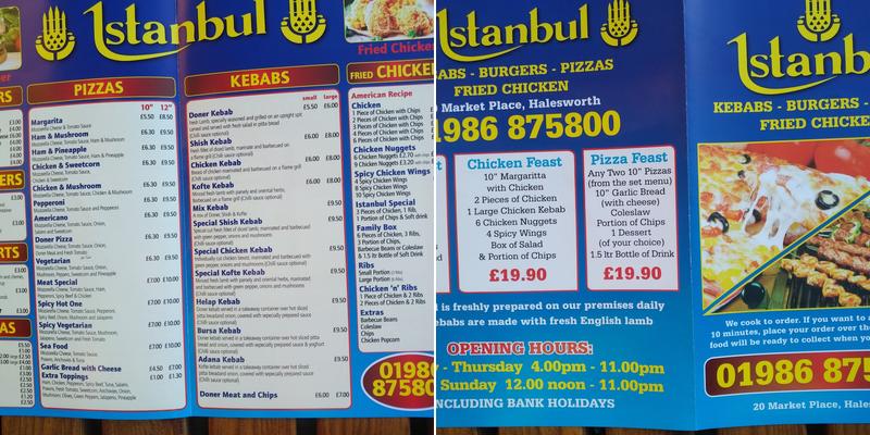 Istanbul Kebab House Menu