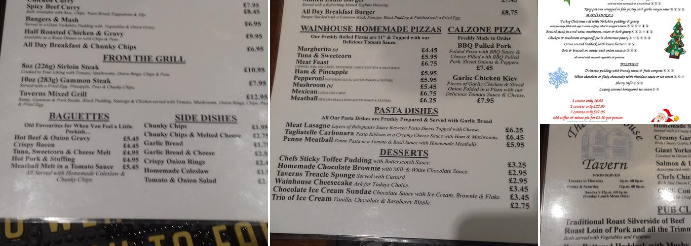 The Wainhouse Tavern Menu