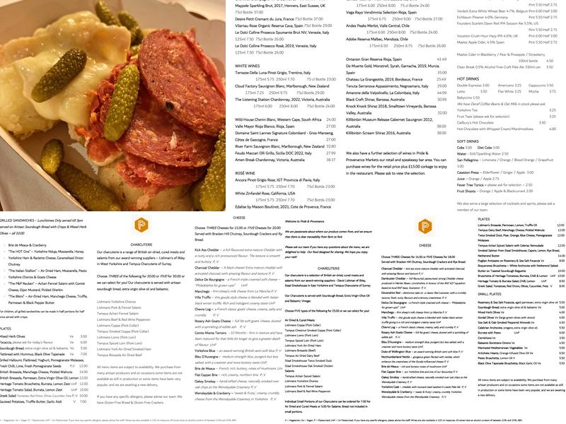 PRIDE & PROVENANCE Menu