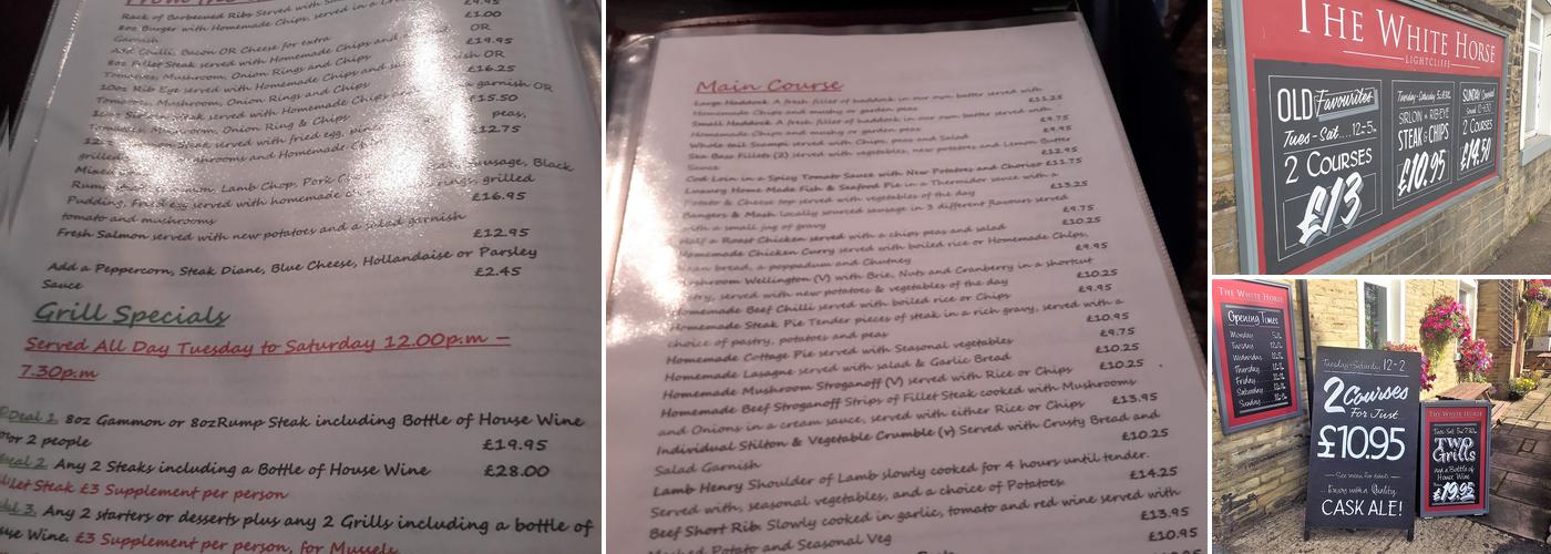 White Horse Inn Menu