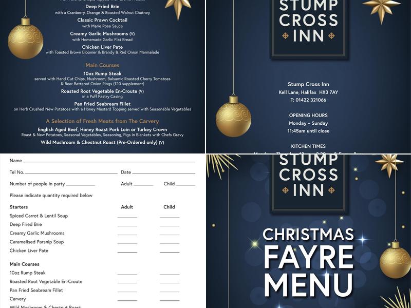 The Stump Cross Inn Menu