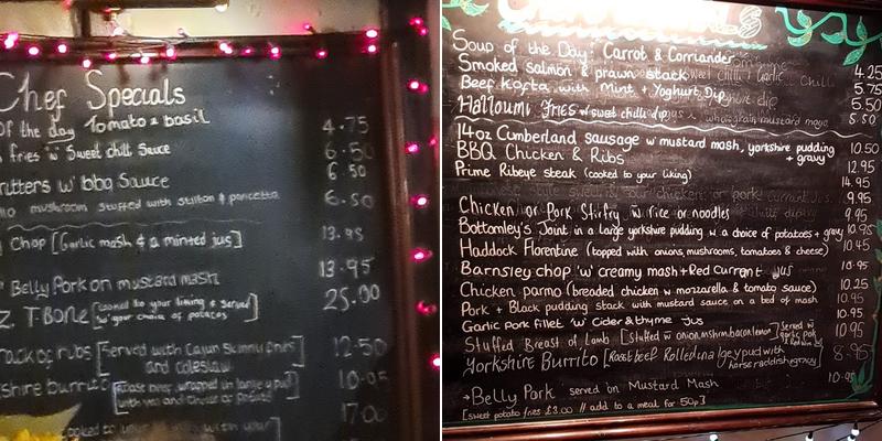 The Bottomleys Arms Menu