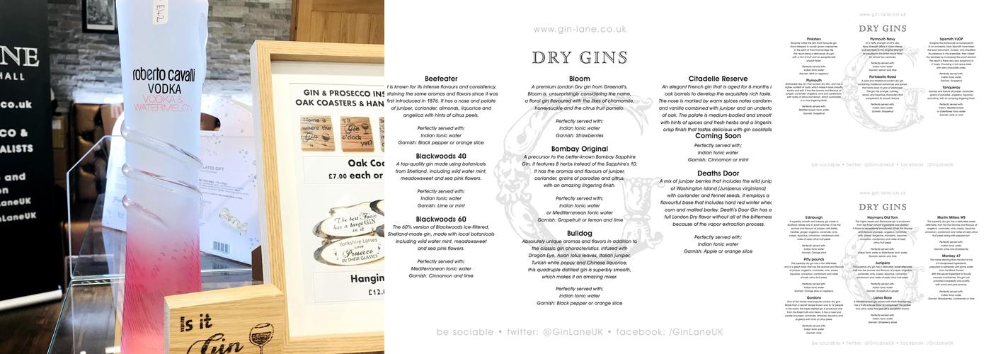 GIN LANE Menu