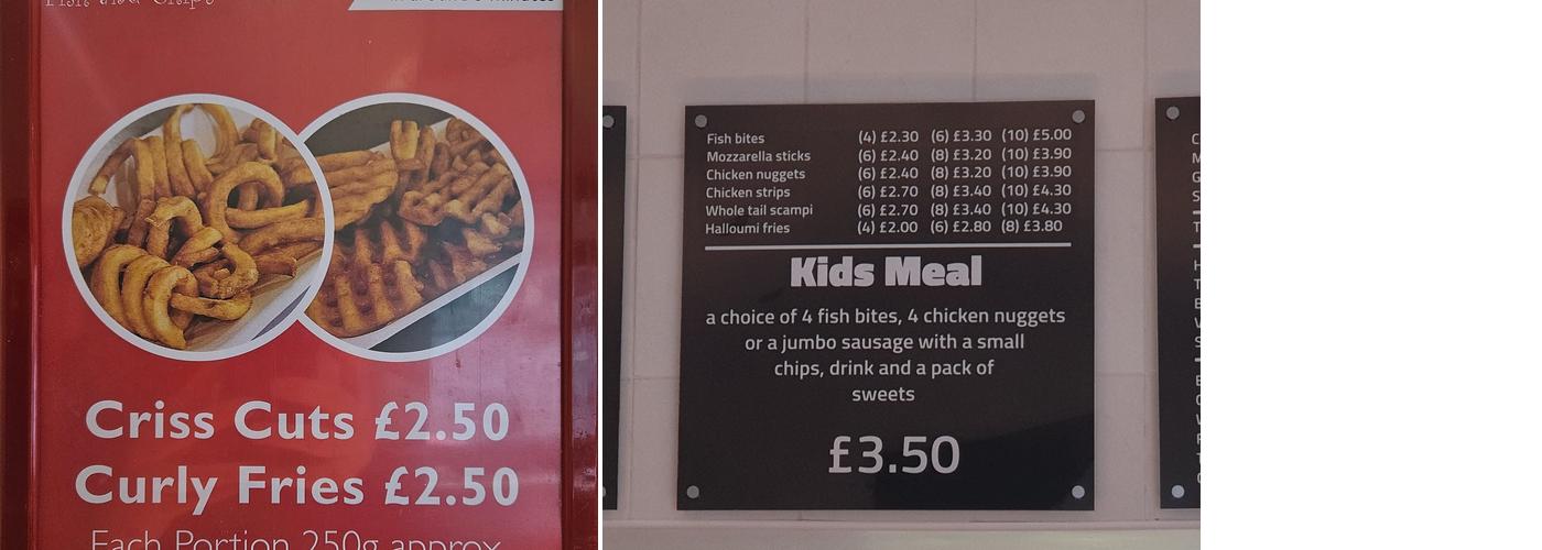 Gee Gee's Fish and Chips Menu