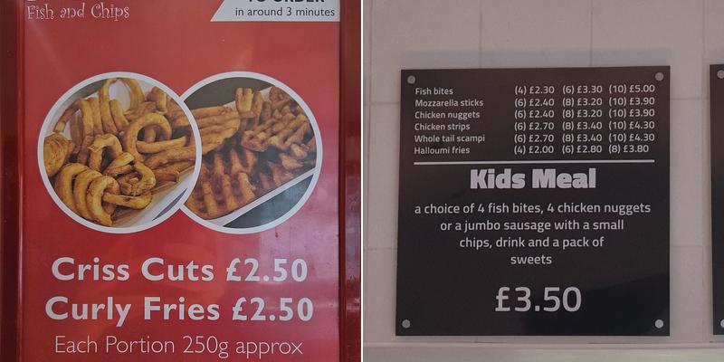 Gee Gee's Fish and Chips Menu