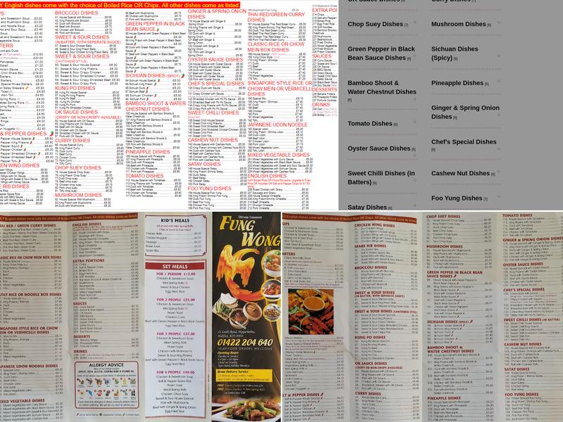Fung Wong Menu