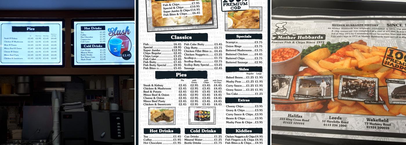 Mother Hubbard’s Menu