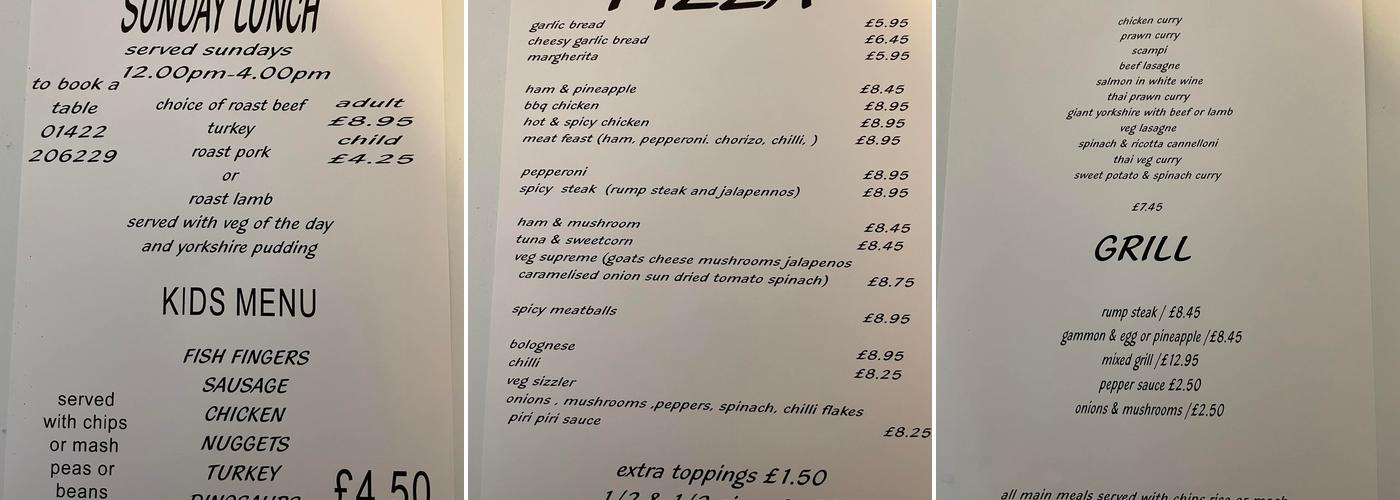 Shoulder Of Mutton Menu