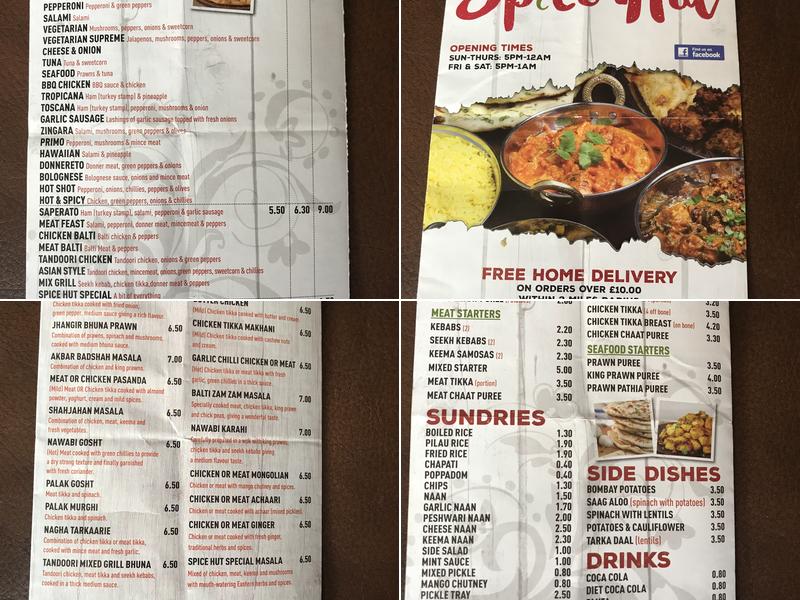 Highroad Well Spice Hut Menu