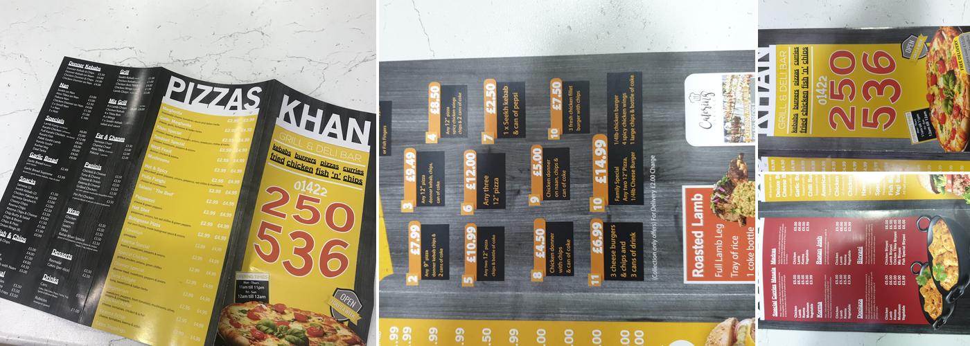 Khan’s Takeaway Menu