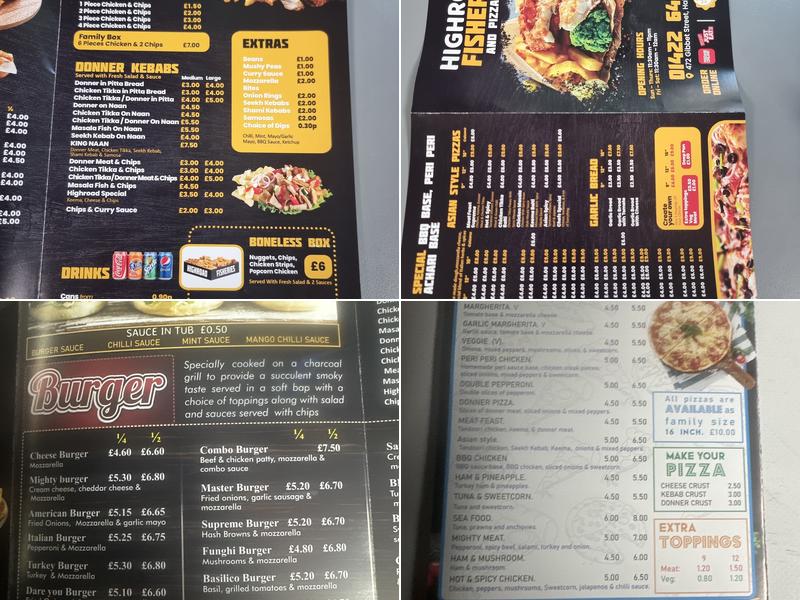 High Road Fisheries and Pizza Bar Menu