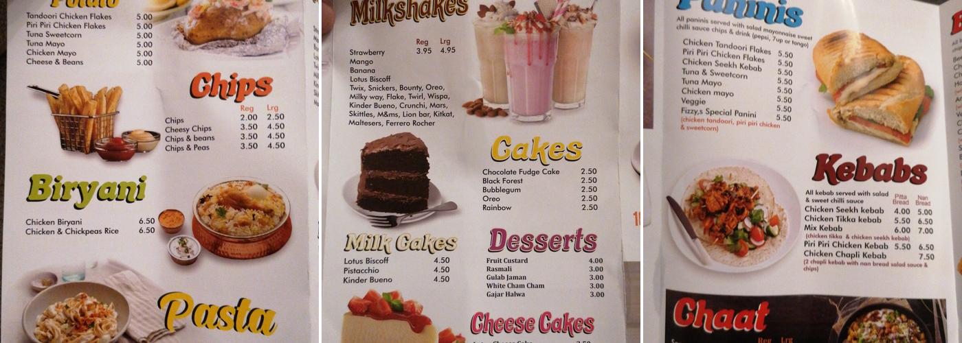 Fizzy's Deli and Desserts Menu
