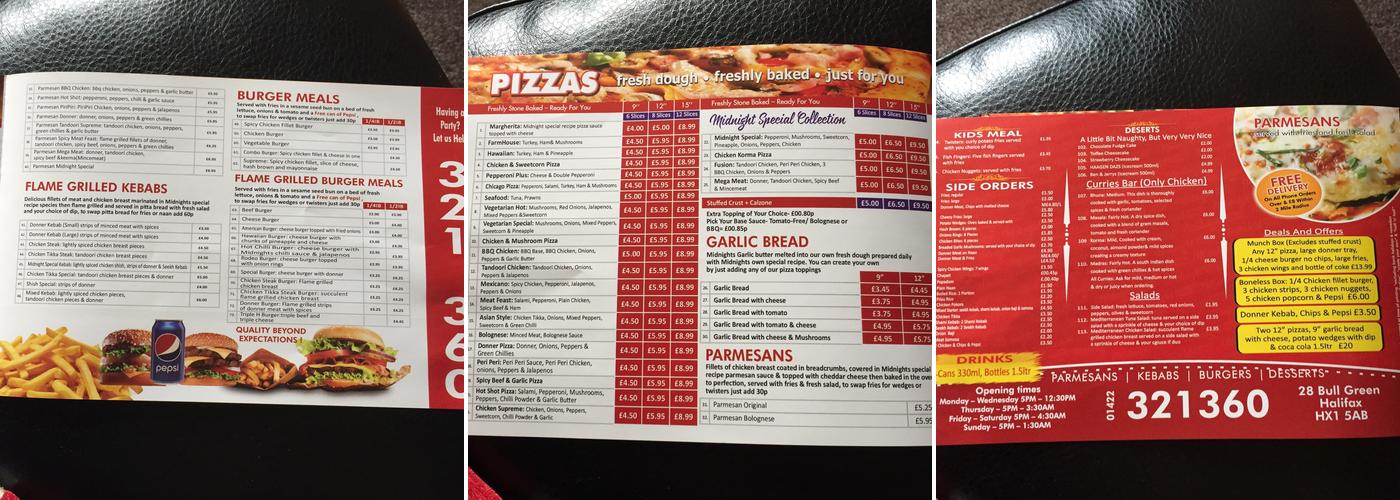 Midnight Express Menu