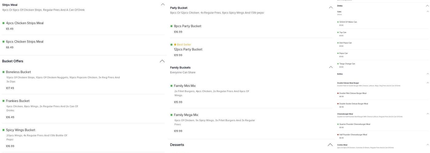 Frankie's Chicken And Pizza Menu