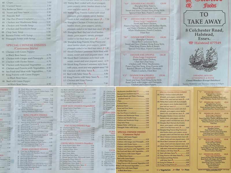 Jubilee Take Away Menu