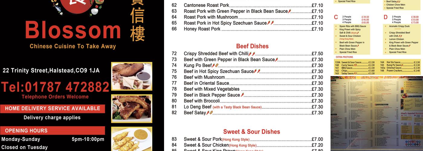 Blossom Chinese Menu