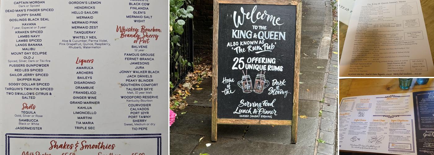 The King and Queen Pub Menu