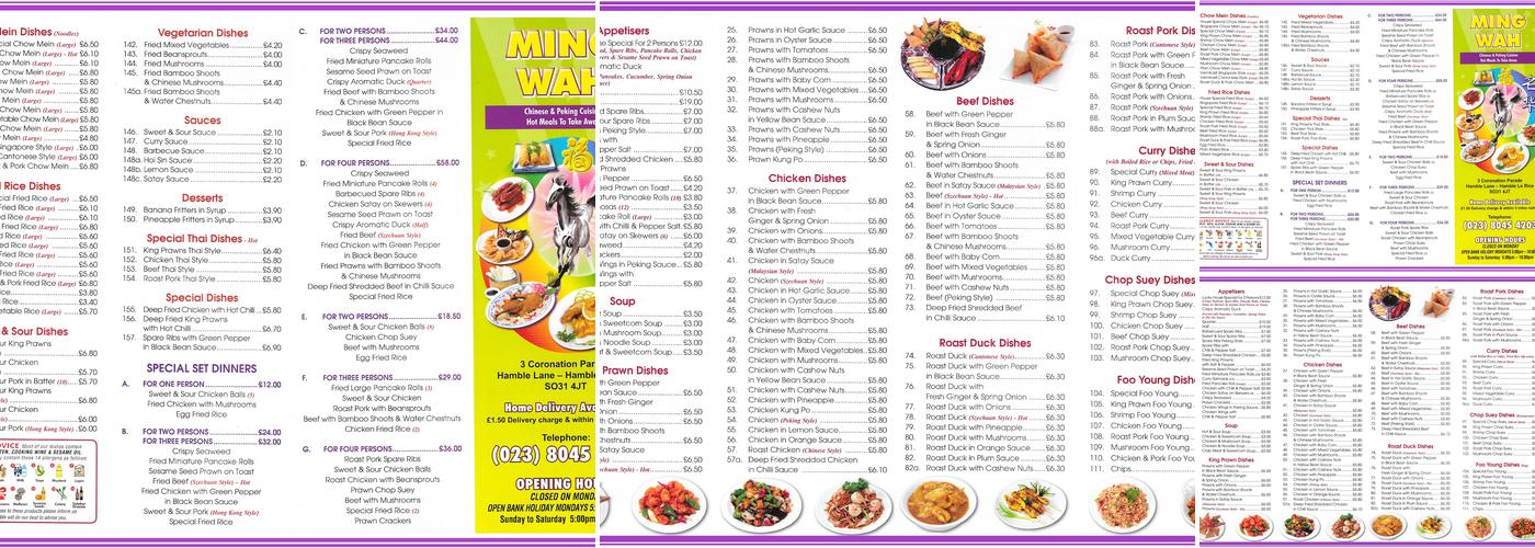 Ming Wah Menu