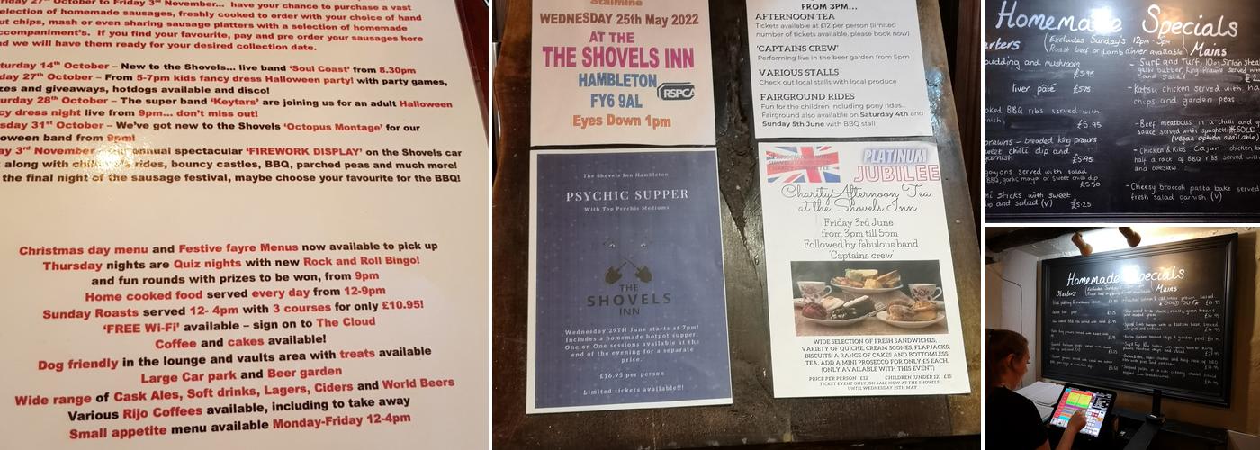 The Shovels Inn Menu