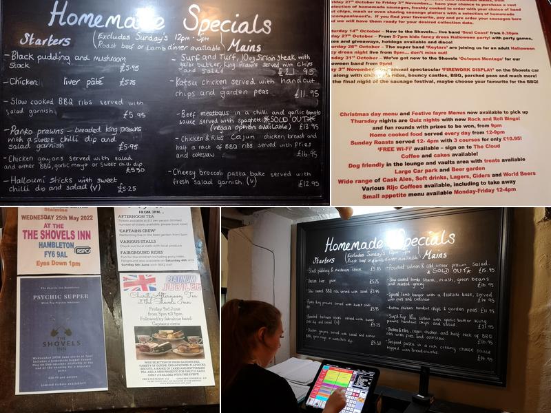 The Shovels Inn Menu