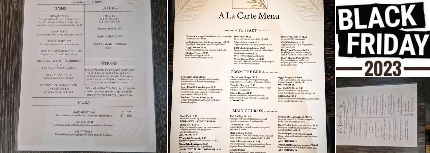 The Peacock & Ivy Menu