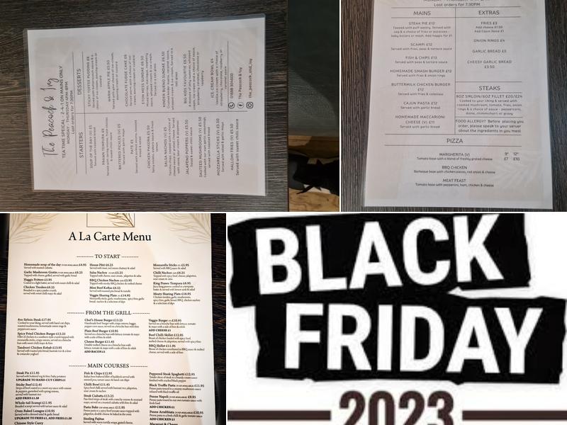 The Peacock & Ivy Menu