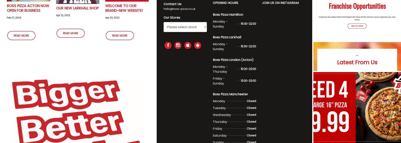 Boss Pizza Hamilton Menu